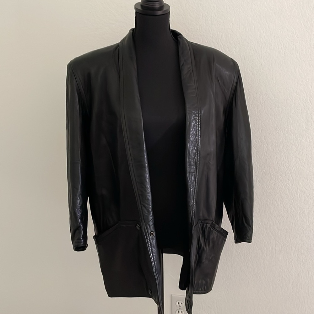 Maxima for Tannery West jacket lamb leather 80’ 90’ Y2K black super soft